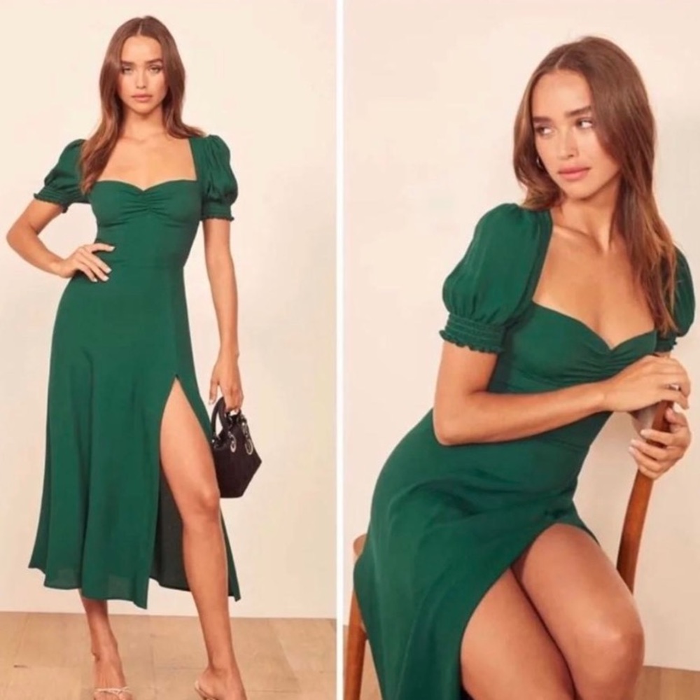 Reformation Lacey dress in emerald